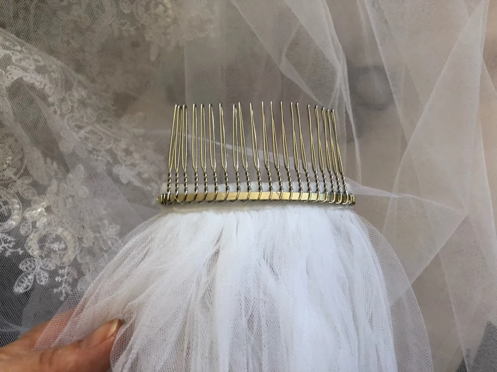Bridal Veil Lace Wedding Veil Sparkling Sequins Long Bridal Veil Comb 3m/3.5m/4m