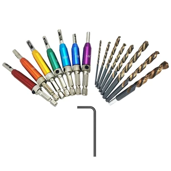 

16Pcs Door Self-Centering Hinge Drill Bit Set Hinge Tapper Screw with Wrench