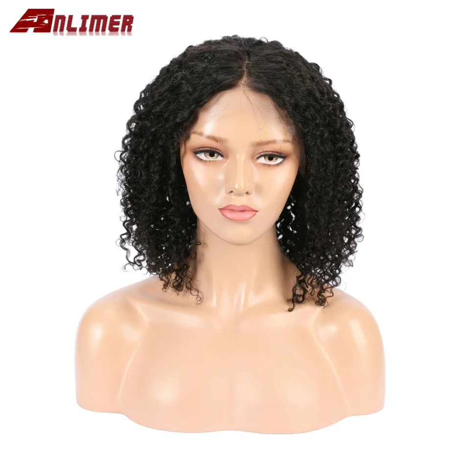 Jerry Curly короткие кружевные передние человеческие волосы парики для черных женщин бразильские волосы remy глубокая волна кружева передние al BOB парики с детскими волосами