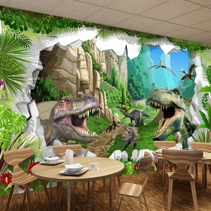 

Drop Shipping Custom Mural Wallpaper 3D Cartoon Dinosaur Background Wall Mural Children's Room Bedroom Photo Backdrop Wallpaper