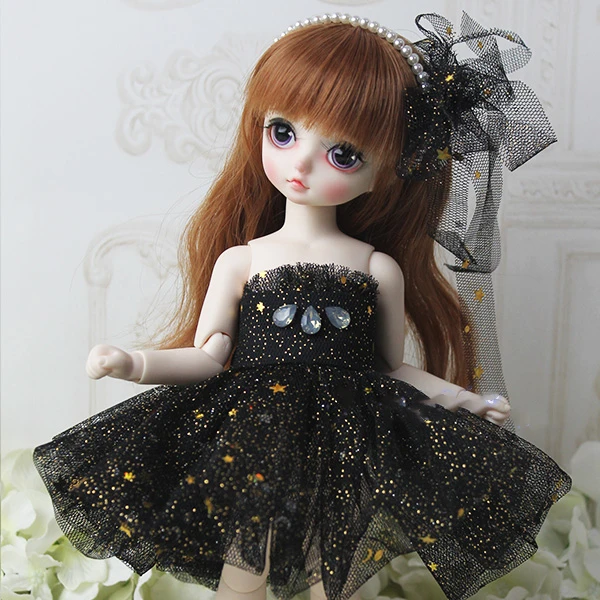 BJD SD кукла мини одежда черная лолита кружевное платье костюм для 1/6 1/8 Кукла Одежда