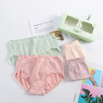 

Panties for Woman Underwear Cotton Mid-Waist Lingerie Female Briefs Panty cute bow Comfort Comfort solid color 4 pieces