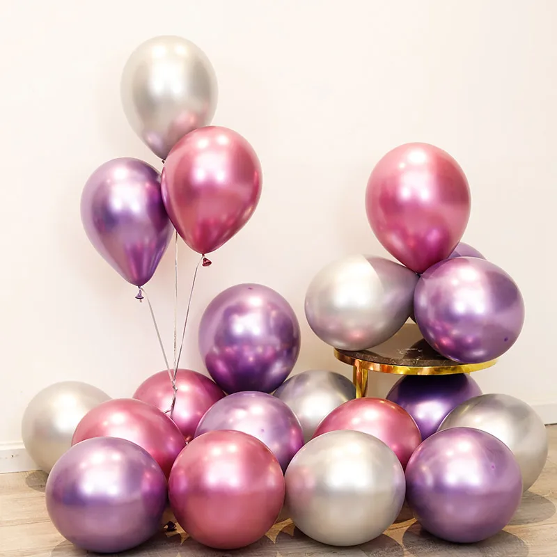 silver purple pink 20 шт. металлические латексные шарики с жемчугом для свадьбы, дня рождения, вечеринки для украшения детского душа, украшение для девушки, девичник, вечерние столовые принадлежности - Цвет: silver purple pink