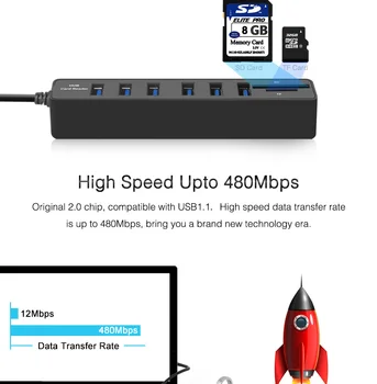 

5V USB Hub 2.0-multiplexer High-speed 6-port For TF/SD Card Adapter