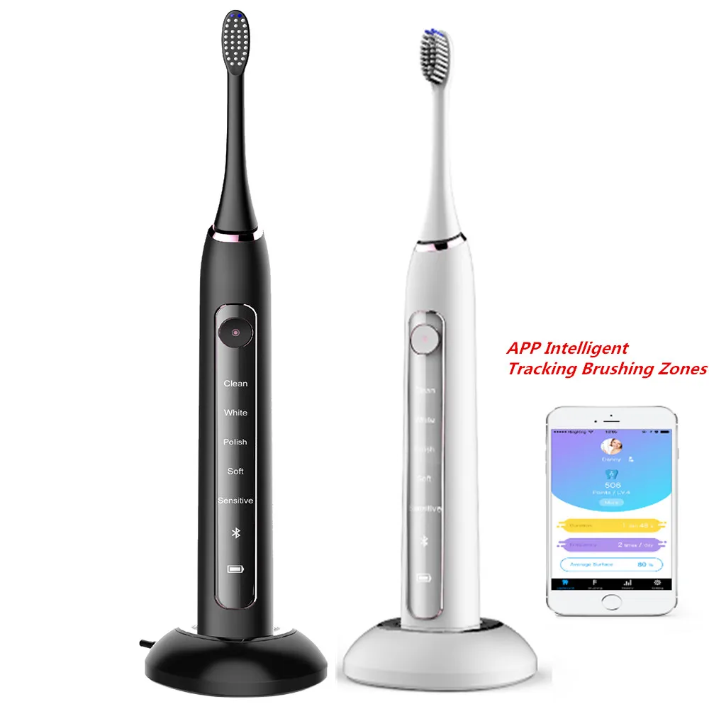 

Electric Toothbrush Rechargeable Smart Bluetooth Connectivity Waterproof Wireless Sonic Toothbrush Sanitizer With 5 Brush Modes
