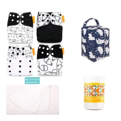 Happyflute conjunto de fraldas de pano, com inserção, à prova d' água bolso fralda saco molhado forro de fraldas coisas de bebê