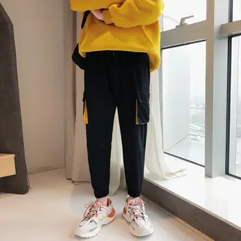 

2020 Men's Cotton More Pocket Trousers Bound Feet Fashion Casual Pants Male Black/khaki Color Joggers Sweatpants Big Size M-5XL