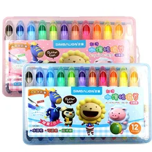Лев 12 цветов Детский карандаш-моющий ослепительный бар ротационный CY101-Slippery водорастворимый цветной воск