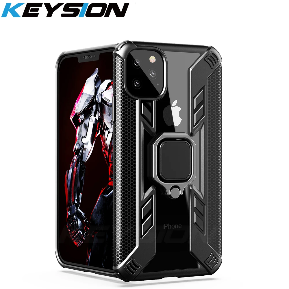 Противоударный армированный чехол KEYSION для iPhone 11 Pro Max i11 подставка с кольцом
