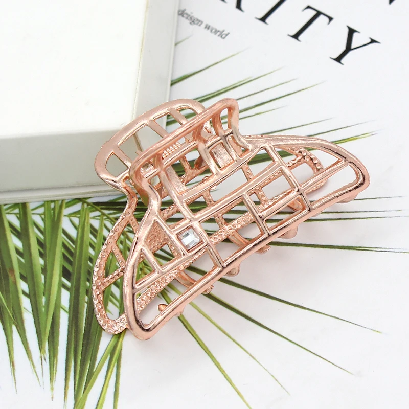 rose gold color Модные полые Когти для волос для женщин заколка для волос заколка-краб металлические заколки для волос аксессуары для волос Головные уборы - Цвет: rose gold color