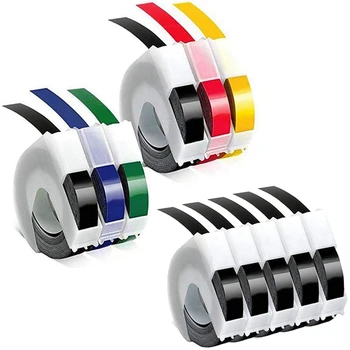

11 Roll Embossing Label Tape Self-Adhesive 3D Plastic 9Mm x - 5 Roll Black & 6 Roll Black+Red+Blue+Yellow+Green