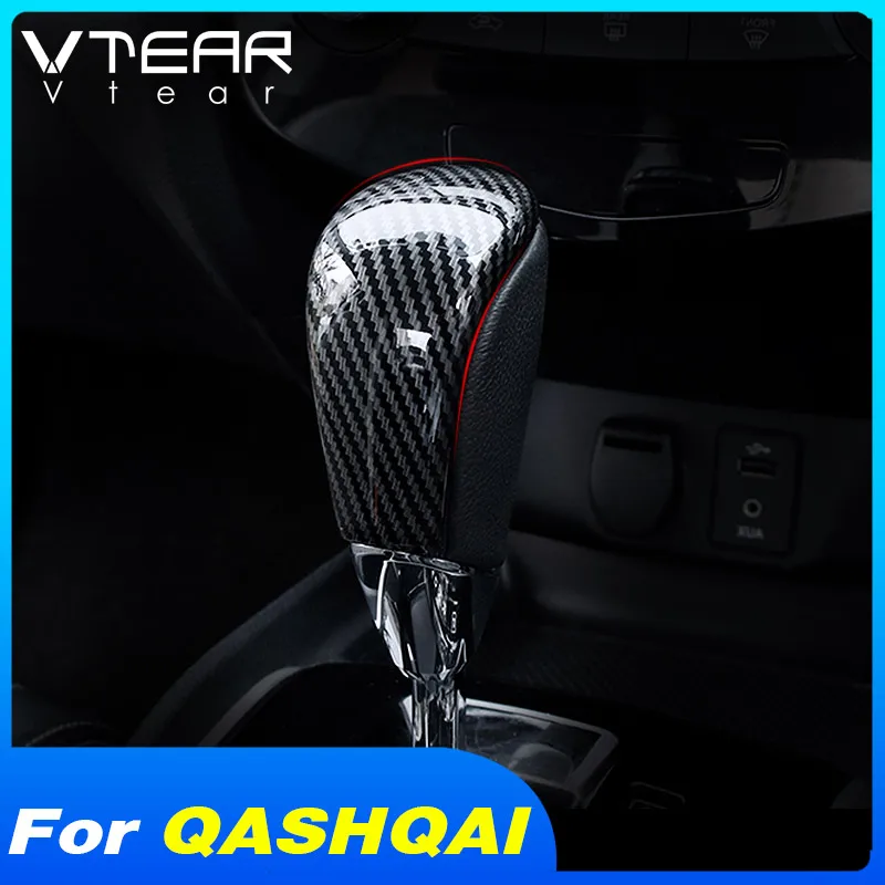 

Vtear for Nissan Qashqai J11 car gear head shift knob cover carbon fiber shift collars auto car-styling accessories decoration