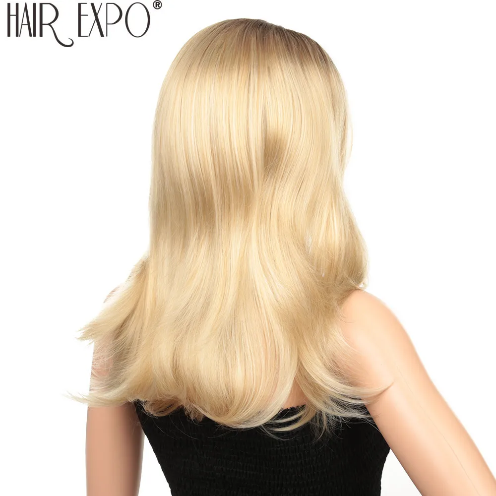 20 дюймов объемная волна синтетический парик фронта шнурка блонд предварительно сорванные с волосами младенца Омбре Glueless Косплей парики для женщин волос Expo City - Цвет: 27-613