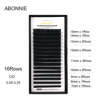 

ABONNIE,16rows/case 7~17mm and mix premium natural synthetic mink individual eyelash extension makeup cilia professional