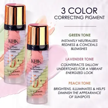

One Step Correct Rainbow Tricolor Mixed Makeup Base Isolation Makeup Cream Brighten Concealer Invisible Pore Base Face Pre- A3K3