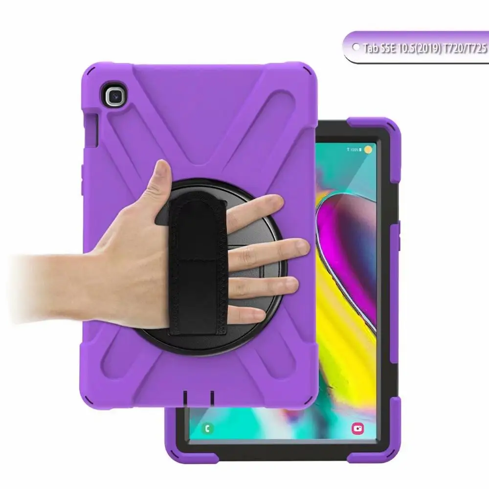 

Tablet Case For Samsung Galaxy Tab S5e T720 T725 10.5 inch Cover Silicone+PC Kickstand Hard Case With Wrist + Shoulder Strap+pen