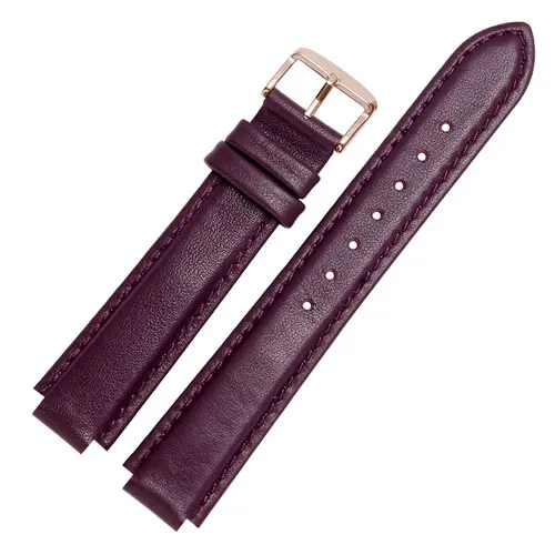 Color Cow leather watchbands women's wristband convex interface strap Suitable for SHE SHE 4029 3034D watch accessories - Цвет ремешка: purple rose gold
