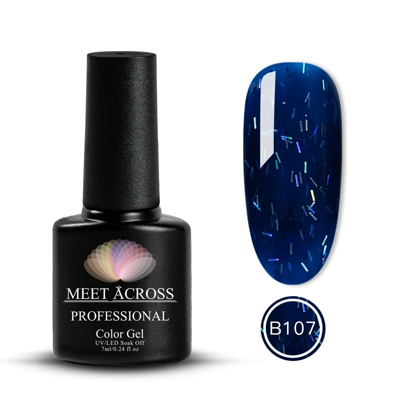 MEET ACROSS 8ml Nail Gel Christmas series Platinum UV Nail Gel 60 Colors Shimmer Nails Polish Base And Top Coat Primer For Nail - Цвет: AM37088