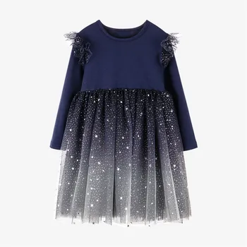 

Girl's Sky Star Net Yarn Dress Puffy Dress Princess Dress