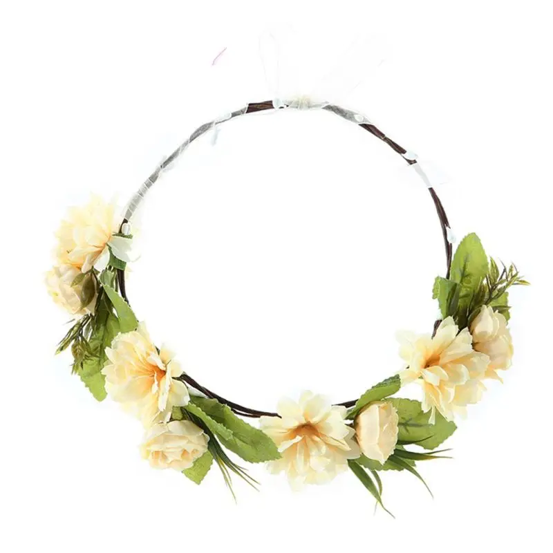 Женская, для девушек, Boho, яркие, имитация розы, лента для волос, свадебная гирлянда, венок, лента, бант, нерегулируемая корона, повязка на голову
