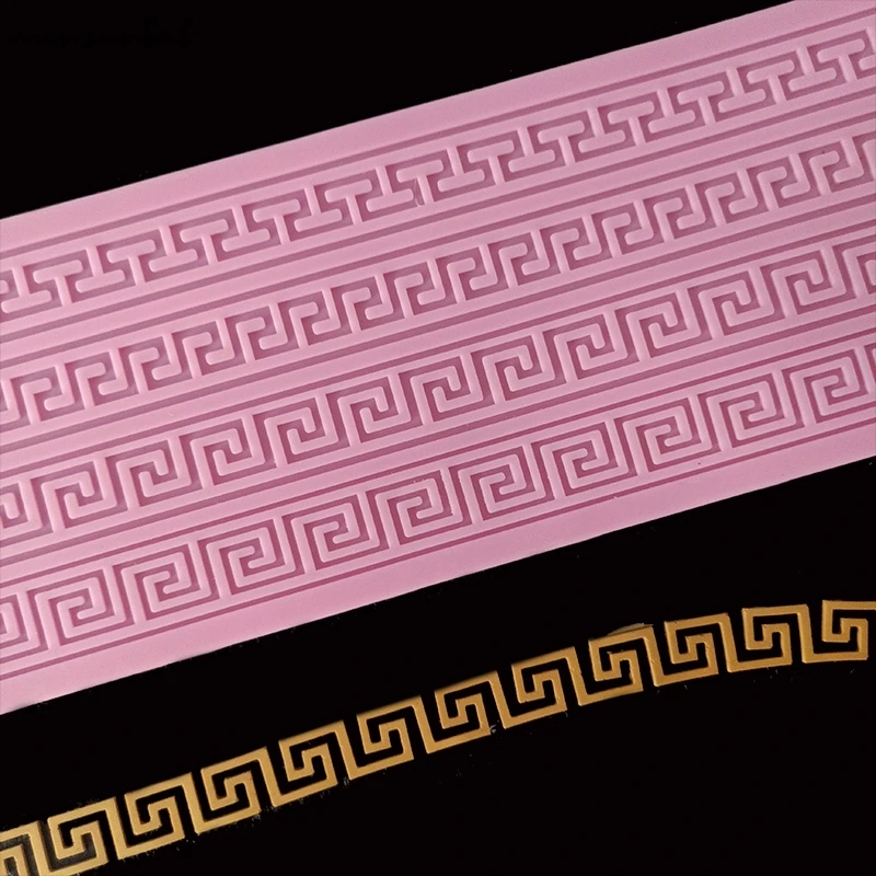 minsunbak Grid Cake Lace Mat Strip Lace Silicone Mould Cake Edge Decoration Tool Sugar Craft Embossing Mould