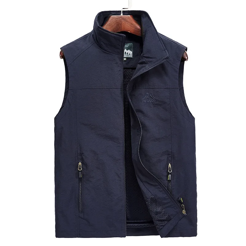 

Men Vest Fishing Photography Travel Quick Dry Solid Color Pocket Zipper male coat autumn 2019