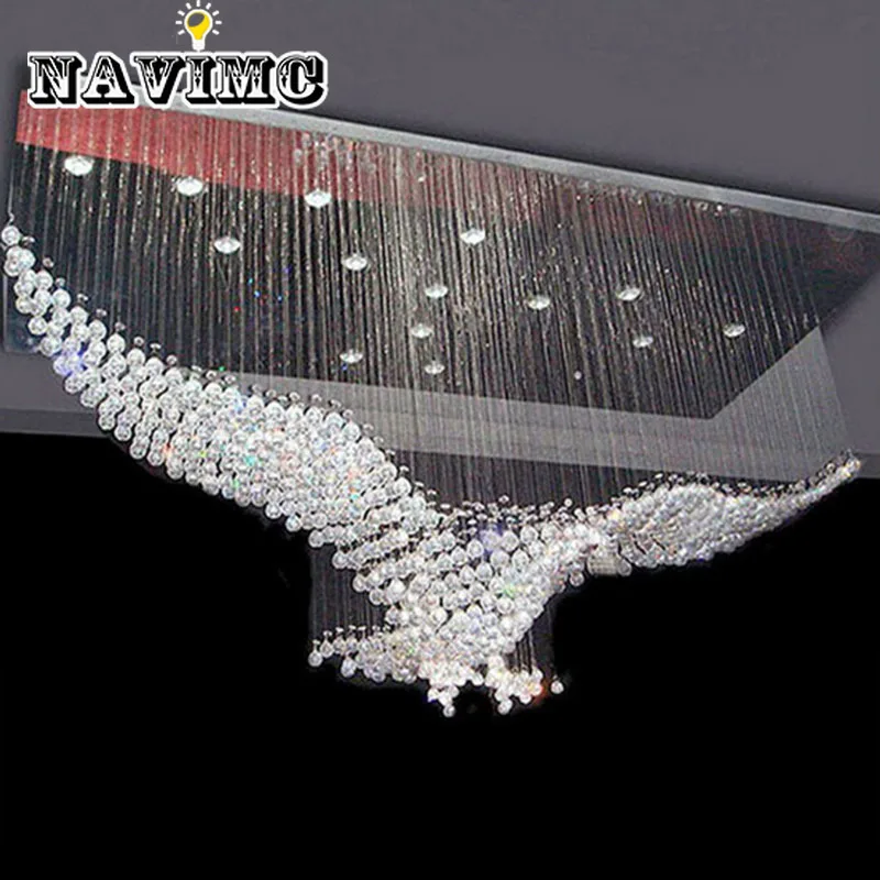 

Eagle Design Curtain Silver Stainless Steel Crystal Chandelier Used for Hotel Villas Personalized Lighting Fixtures