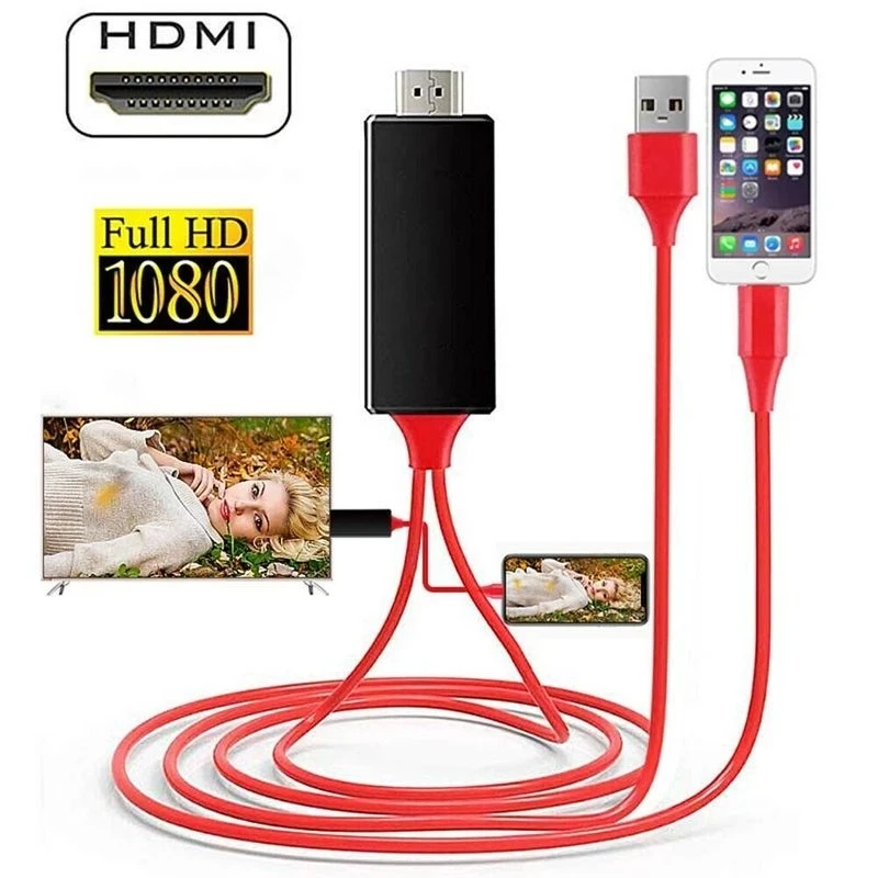 

1080P HDTV Cable TV Digital AV Adapter for iphone to HDMI-compatible Cables for iphone 8 7 8plusX XR XS 11 for ipad Mini Air Pro