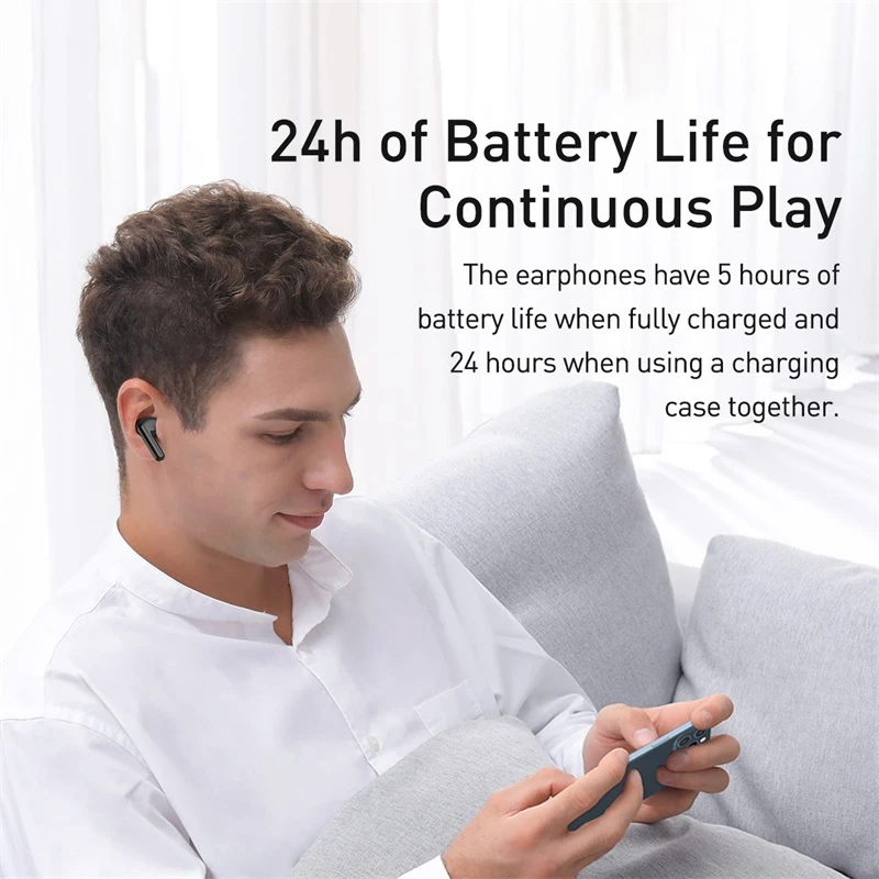 Baseus ANC TWS Earphone Bluetooth 5.1 Hi-Fi Earphone Noise Cancelling Earphone Sport Waterproof Earbuds Headset With Microphone