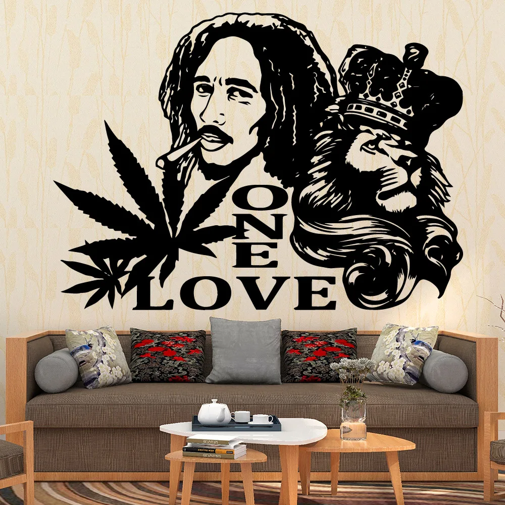 Colorful Soul Music Singer Bob Marley Removable Art Vinyl Wall Stickers For Kids Rooms Waterproof Wall Art Decal