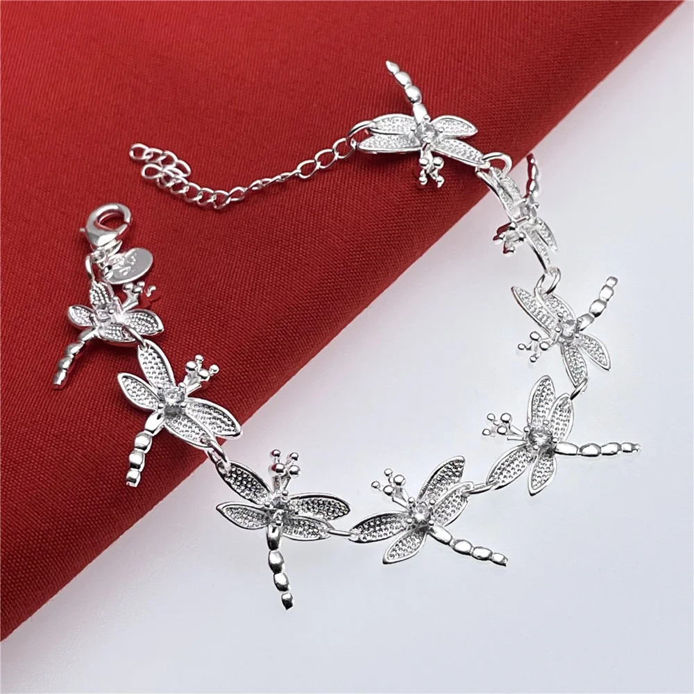 

925 Sterling Silver Bracelet, Stylish Women'S Dragonfly Jewelry For Wedding & Engagement