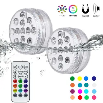 

Underwater Light IP68 Waterproof Wear-resistant LED Submersible Swimming Pool Lamp with RF Remote for Fish Tanks Fountains Aquar