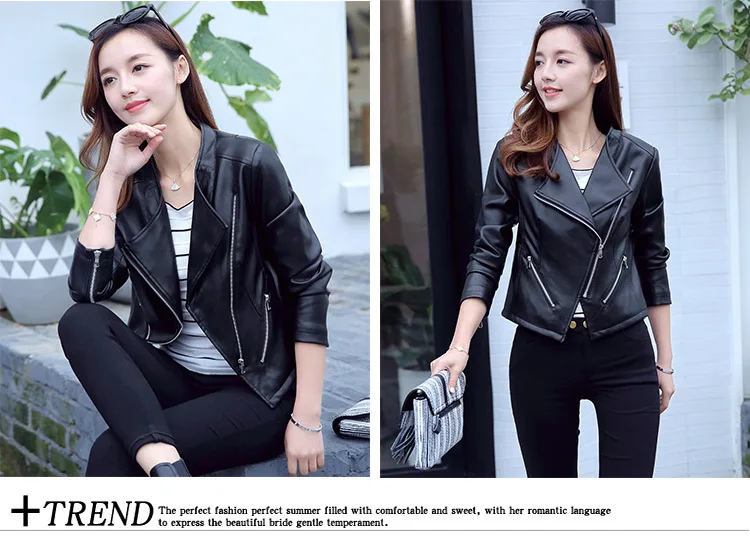 A Generation of Fat Leather Coat Women's Short Spring And Autumn New Style Slim Fit Pu Locomotive Leather Jacket Zipper Sli