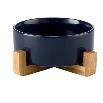 Dark blue with frame Керамическая миска для кошек, миска для кошек, миска для риса, миска для воды, собачья миска для домашних животных, миска для воды - Цвет: Dark blue with frame