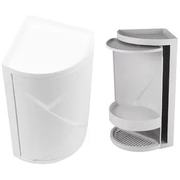 

2 Pcs Bathroom 360 Degree Rotating Kitchen Toilet Shelf Corner Shelf Bathroom Storage Rack Cabinet White & Gray