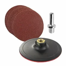 Disques de ponçage 125mm, grain, papier de verre, Kit de meulage avec tampon de support et adaptateur de perceuse, ensemble de papiers de verre à grain mixte, 10 pièces