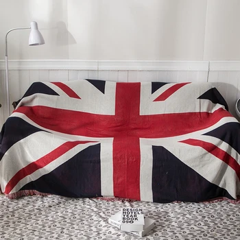 

British Flag Textile Knitted Throw Blanket Picnic Camping Sofa Dust Cover Slipcover High Quality Double-Sided Car Travel Blanket
