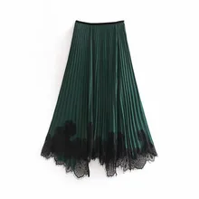 Модная кружевная Лоскутная Женская длинная юбка, винтажная Женская свободная Асимметричная плиссированная юбка, элегантная женская юбка миди с эластичной талией