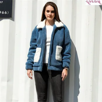 

2019 Autumn Winter Faux Fur Coat Women Plus Size Casual Slim Teddy Coat Turn-down Collar Fur Jacket Female Thick Warm Outwear