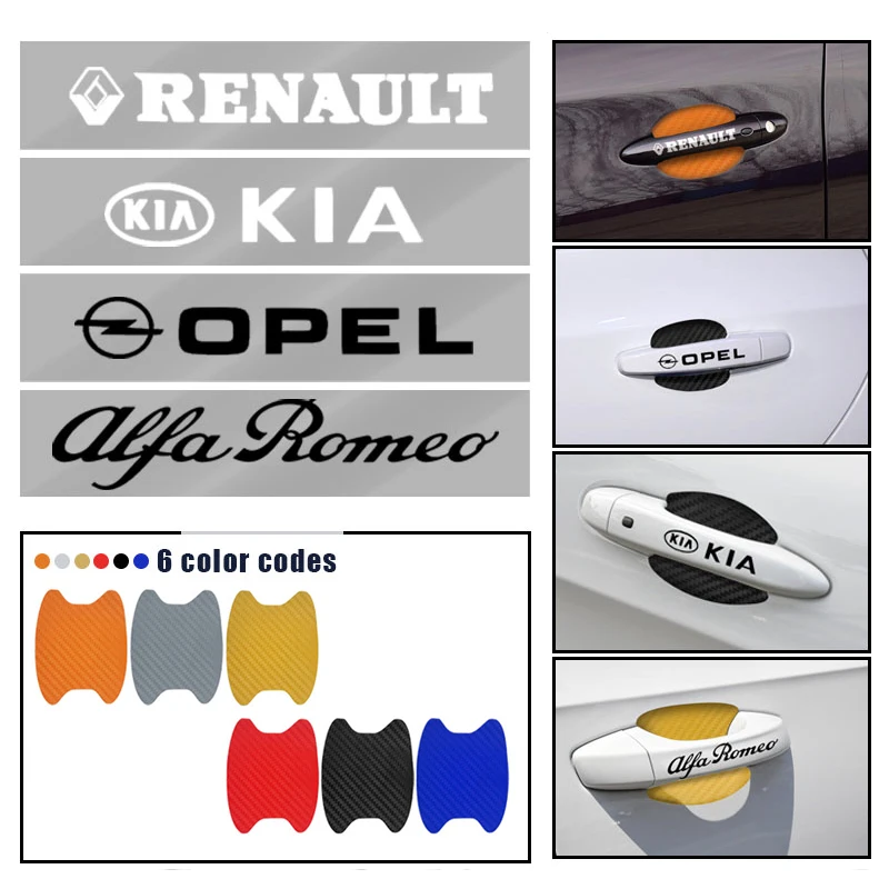 

8pcs Carbon Fiber Car Door Handle Protection Film Stickers for Chevrolet Cruze Captiva Lacetti Aveo Niva Trax Onix Auto Goods