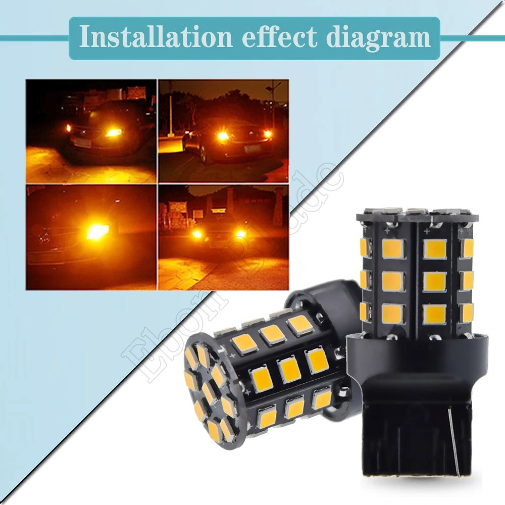 Пара автомобиля светодиодный T20 7440 W21W 1156 BA15S P21W BAU15S PY21W 2835 33 SMD Янтарный оранжевый