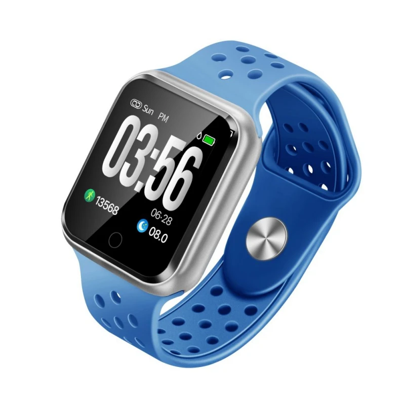 Синий Смарт-часы Bluetooth 4,0 IP67 Водонепроницаемый 1,3 дюймов монитор кровяного давления сна пульсометр наручные часы носимые устройства для IOS и - Цвет: Синий