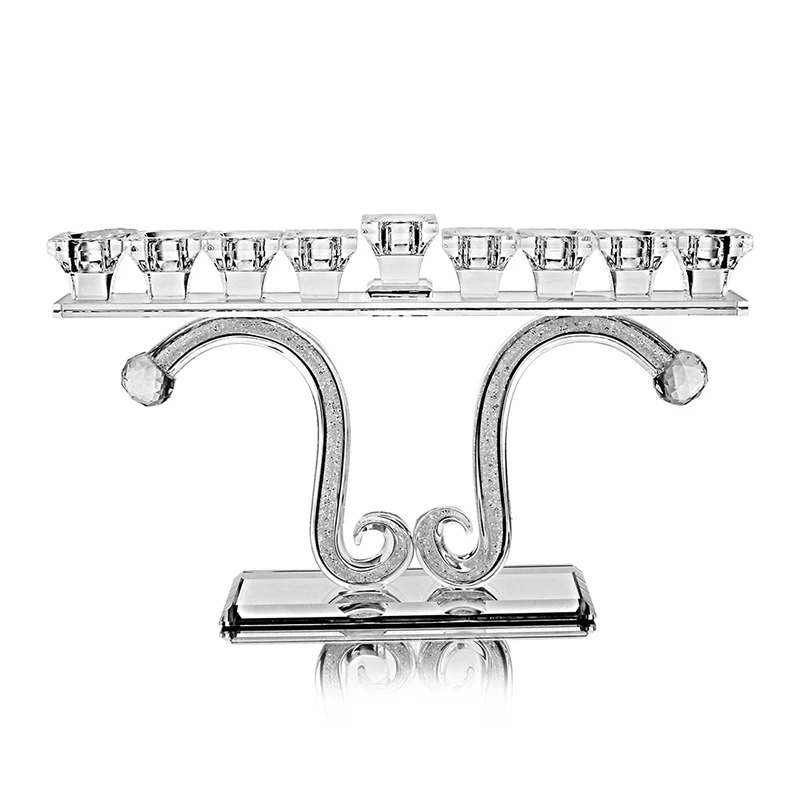 

H&D Crystal Candle Holders 9-Light Candelabra for Wedding Dining Coffee Table Decorative Centerpiece Home Decoration Gift