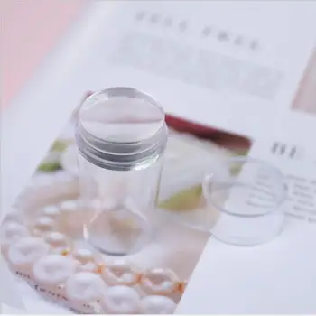 

1 Set New Design Pure Clear Jelly Silicone Nail Art Stamper Scraper with Cap Transparent Nail Stamp Stamping Tools T0251