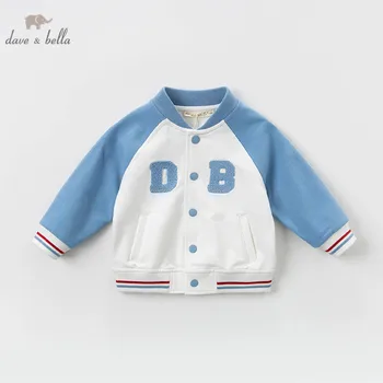 

DB13352 dave bella spring baby boys fashion letter pockets striped coat children tops fashion infant toddler outerwear