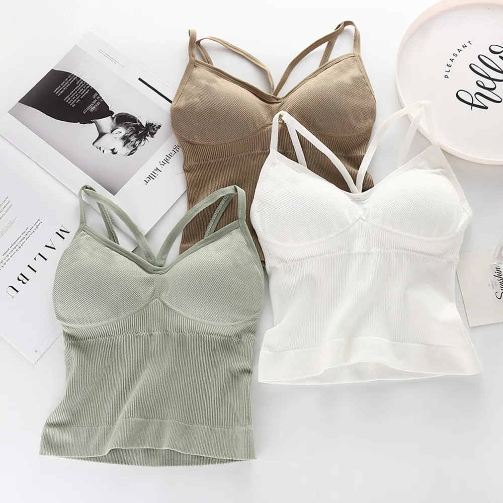 

Women Tube Top Sexy Camisole Vest Bralette Sexy Crop Top Cross Strap Beauty Back Camisole