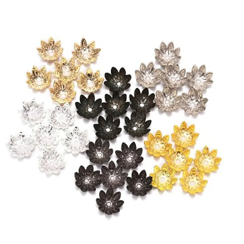 

100 unids/lote 8mm 10 mm 12mm Antique Five Pointed Star Flower Loose Sparer Torus Bead Caps DIY Making Finding Jewelry For Women