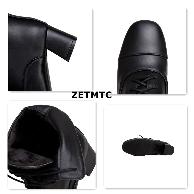 Новинка 2020 женские ботинки ZETMTC с острым носком осенне зимние на шнуровке
