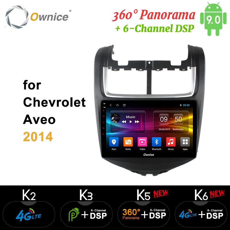 Clearance Ownice K1 K2 K3 Android 9.0 for Chevrolet AVEO 2014 car Radio player gps navi eight core 2GB RAM 32GB ROM 2 Din support 4G LTE 0