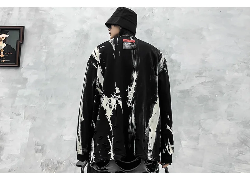LENSTID High Street Darkness креативный пуловер с дырками в стиле граффити, мужские хипстерские хип-хоп толстовки в стиле Харадзюку